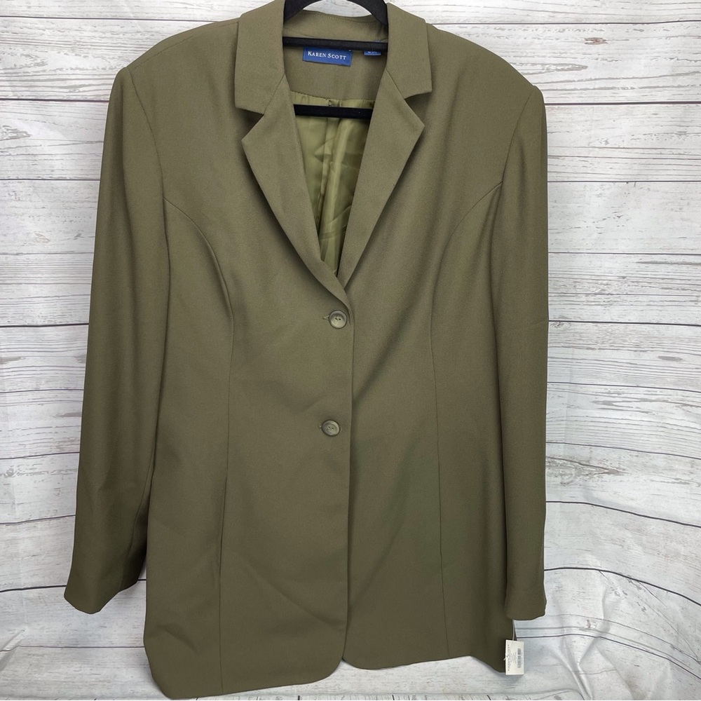 🍁 New Crepe Karen Scott Lined Blazer Slit Pockets Jacket Coat sz 18